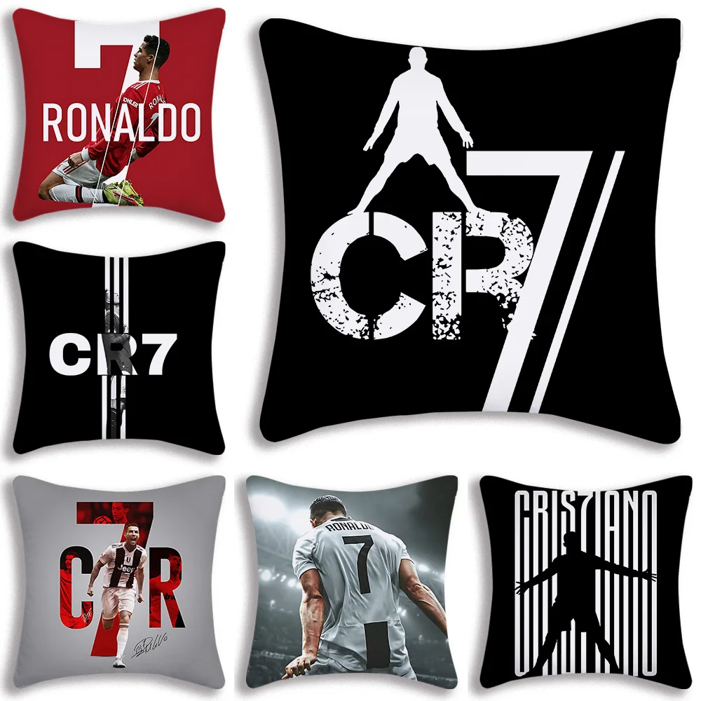 

Football C-CR7 For R-Ronaldos Pillow Covers Cartoon Sofa Decorative Home Double-sided Printing Short Plush Cute Cushion Cover