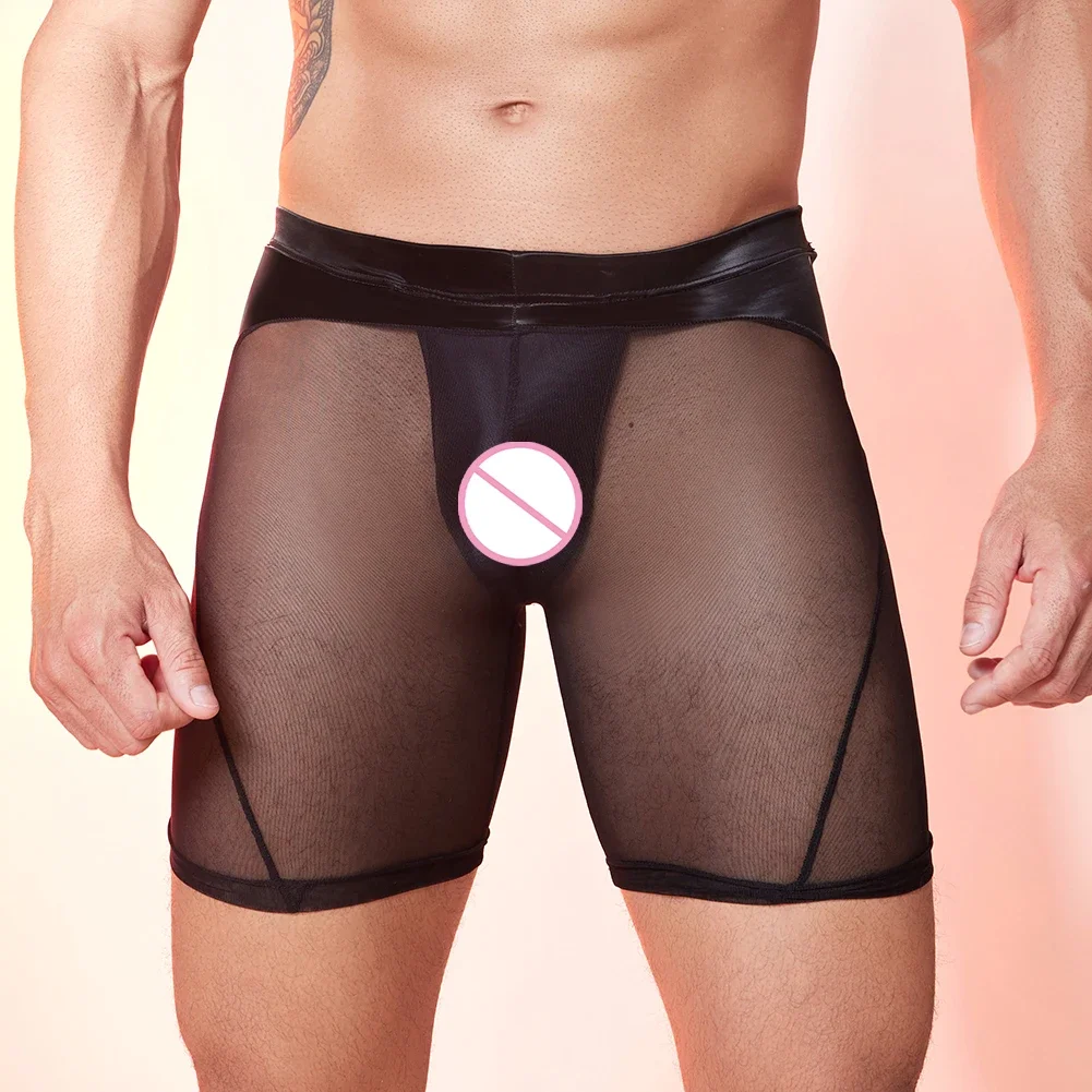 

Mens Solid Color See Through Boxer Briefs Basic Underwear Comfortable Breathable Triangle Panties Para Hombres Boxers
