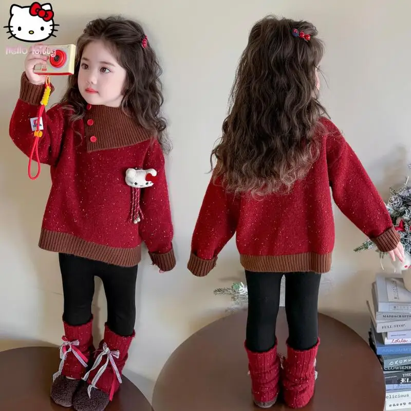 

Теплый свитер с рисунком Kawaii для девочек и котенка, новый зимний свитер в стиле аниме, детская рубашка с утолщенным дном, модные внутренние топы