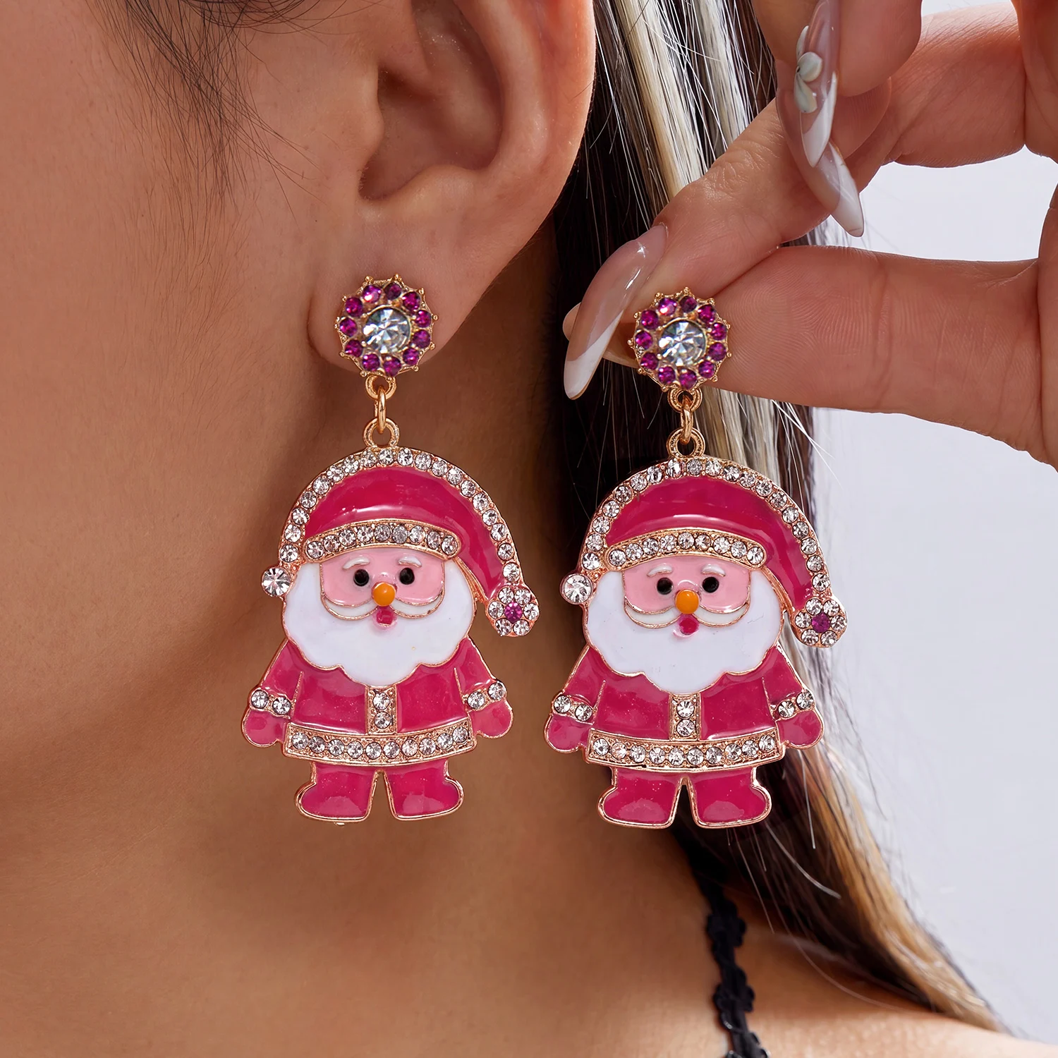 Neues Design Strass Schneeflocken-Ohrhänger für Frauen Glänzende Kristall-Zirkon-Lebkuchen-Ohrringe Charms Neujahrs-Schmuckgeschenke – Detail 2
