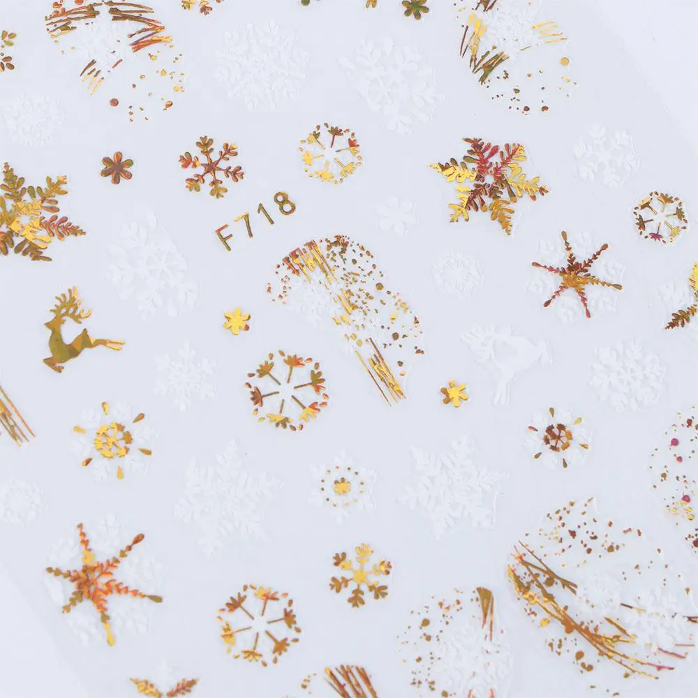 Decoraciones autoadhesivas para decoración de uñas, láminas para uñas DIY, calcomanías para uñas, pegatinas láser, pegatinas para uñas de copo de nieve, pegatinas navideñas para uñas