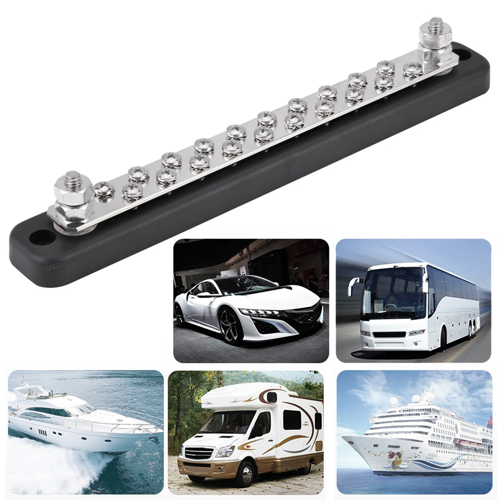 20 Position 2 Stud Bus Bar Electric Terminal Junction Block AC 130A  150A Bus Bar Junction Terminal Electric Junction Block