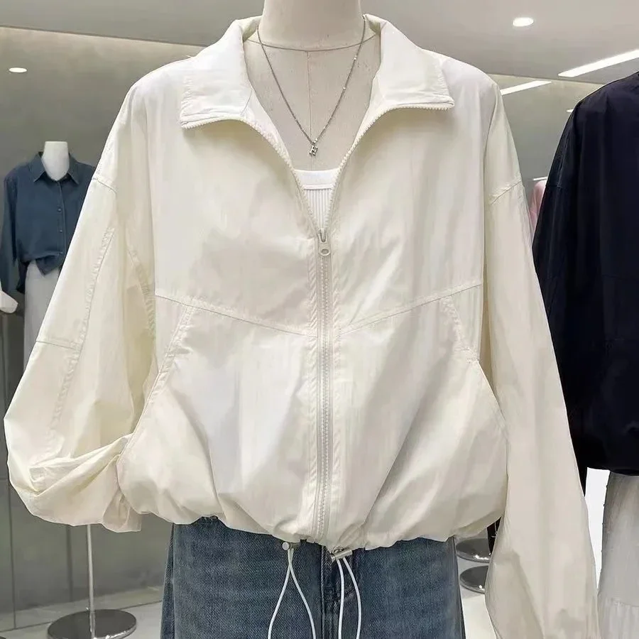 

Lightweight Breathable Summer Outdoor Women's Sun Protection Jacket Zipper 2025 New Women Trench Coat Casual Stand Collar Coat