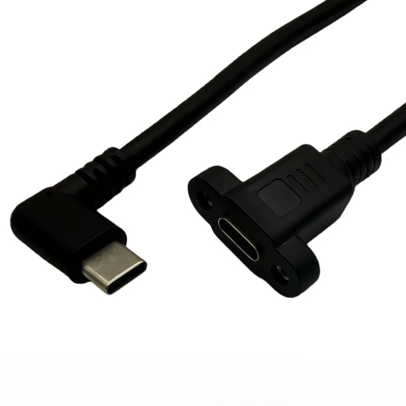 Type C USB 2.0 Male Connector to Type-c Female Extension Cable Pitch 17mm With screws Panel Mount Hole 0.3m