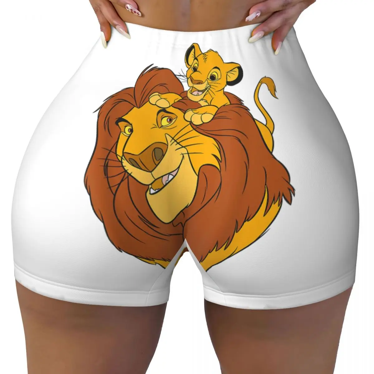 

The Lion King High Waist Yoga Shorts Women Simba Mufasa Father Son Butt Fitness Workout Gym Pants Tights