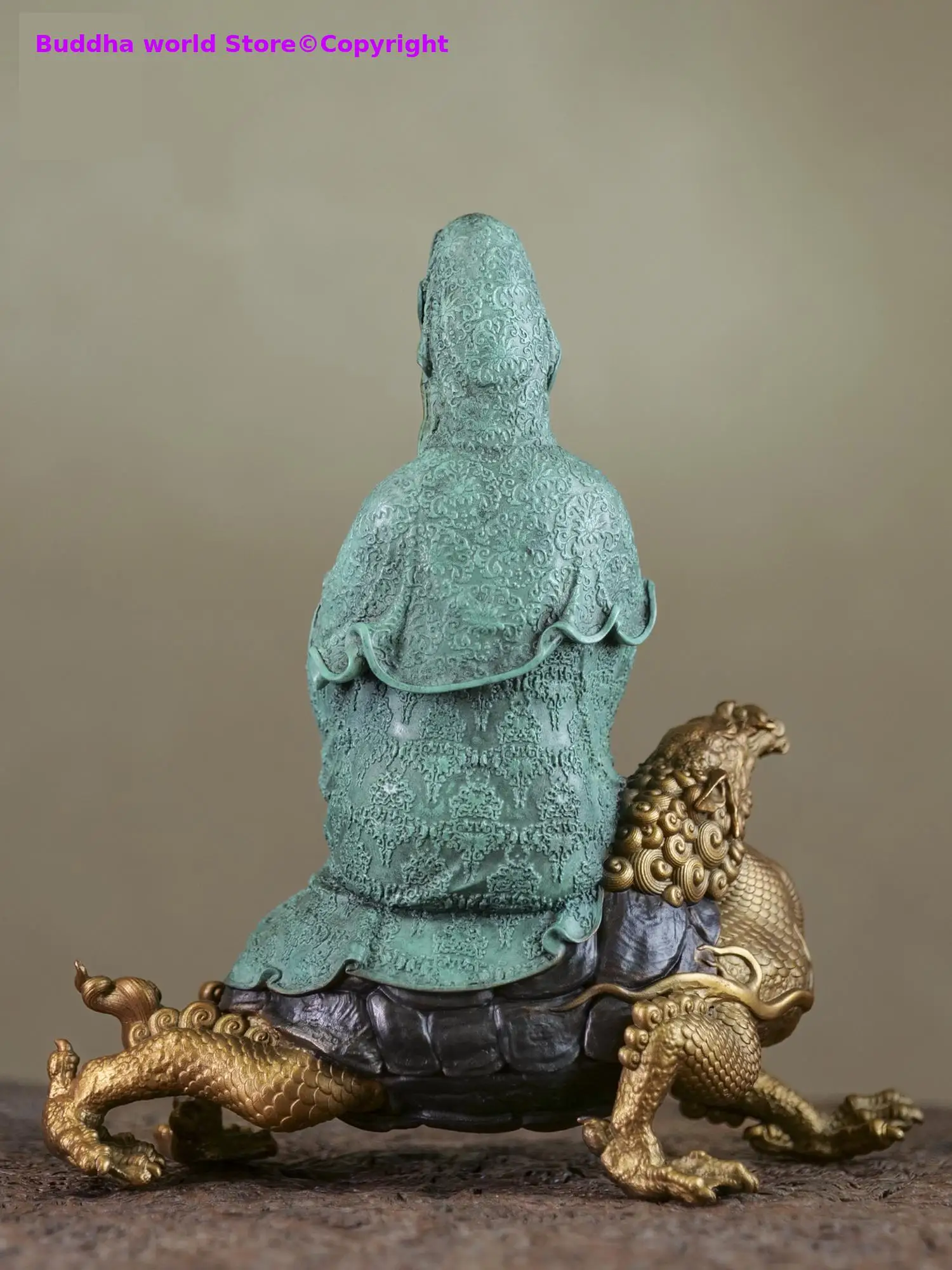 100% copper carving Decorate Buddha statue Dragon Turtle Longevity Guanyin Bodhisattva buddhist family safety bring wealth