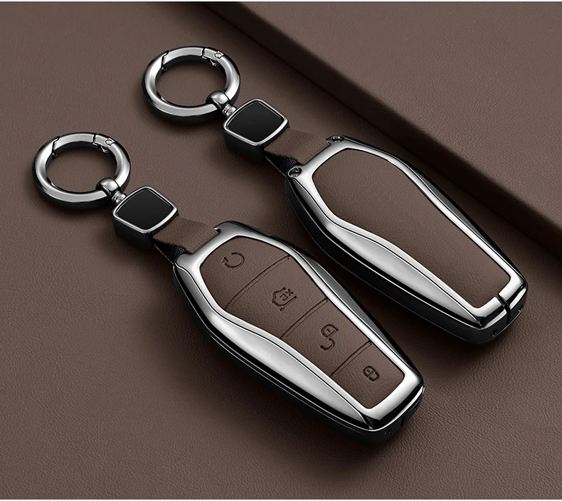 Auto Zink-legierung Leder Schlüssel Fall Abdeckung Für BYD Song Plus Atto Han EV Tang DM Qin Dichtung Delphin Schlüssel Tasche Tasche Brieftasche Organizer – Detail 4