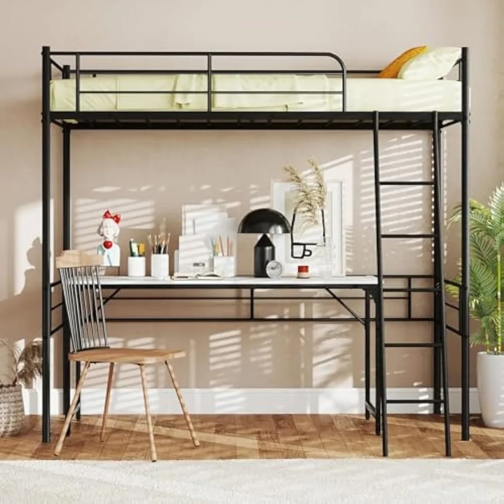 سرير علوي من الفولاذ المتين مع سلم وشرائح داعمة وسكة أمان بطابقين موفرة للمساحة #4