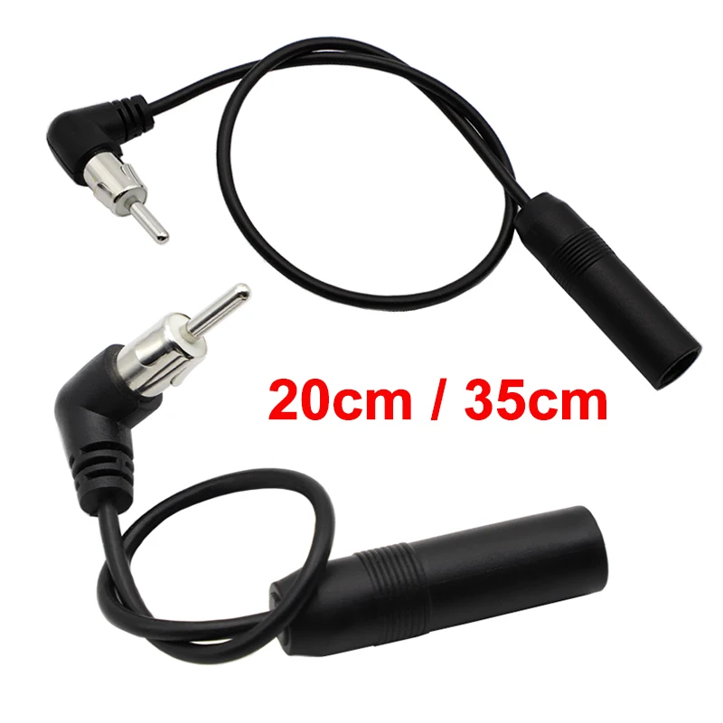 

35cm/20cm Car Radio extension antenna 90 degree Elbow Antenna Male to Female Plug Cable Audio FM/AM Antenna Adapter Black 1pcs