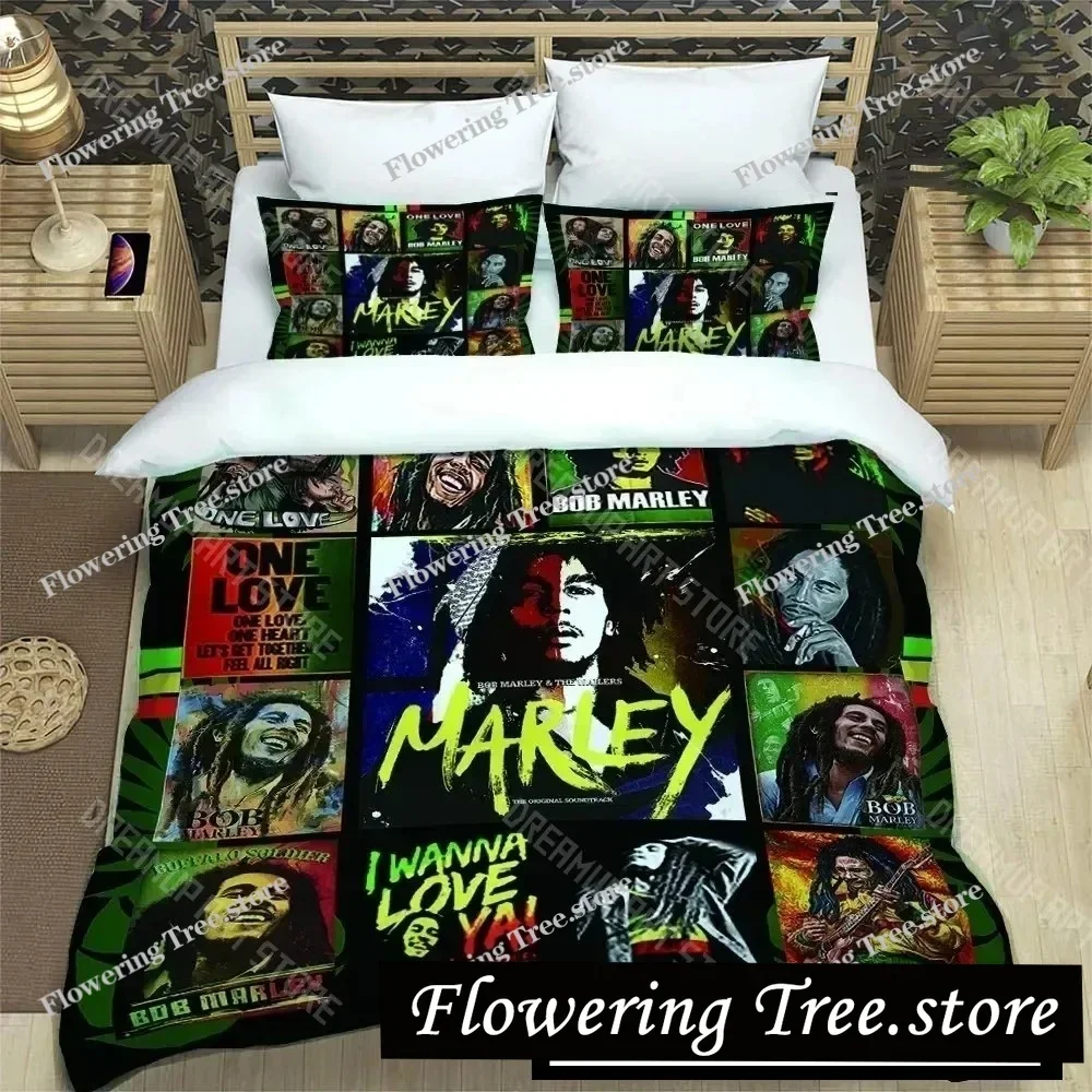 

3D Print Bob Marley Reggae Music Maple Leaf Bedding Set Boys Girls Twin Queen King Size Duvet Cover Pillowcase Bed boys Adult