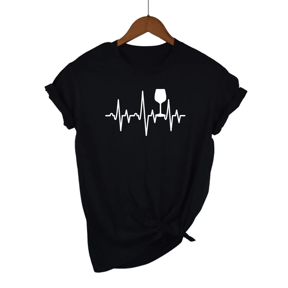 

Wine Heartbeat Women tshirt Cotton Casual Funny t shirt Lady Yong Girl Top Tee Higher Quality Drop Ship 13 Colors