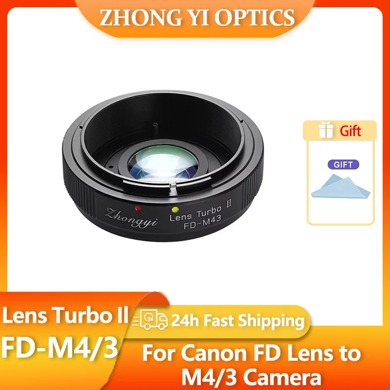 

Zhongyi Mitakon FD-M43 Adapter Focus Reduction Light Increase Adapter Ring for Canon FD Mount Lens to M43 MFT Mount
