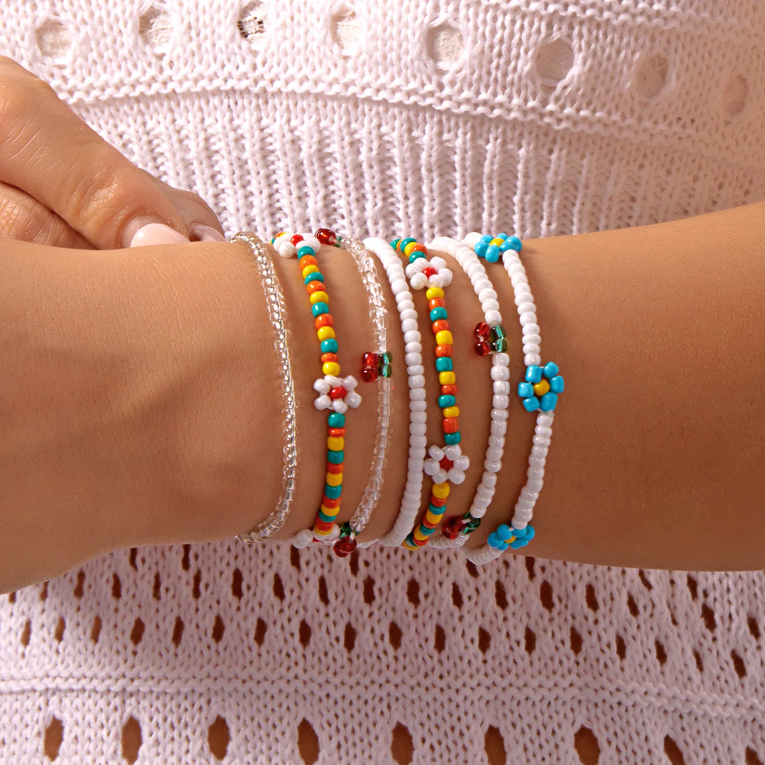 الصيف الحلو الكرز الأحمر أساور للنساء أزياء لطيف الفواكه زهرة الأرز الخرز سلسلة سوار الفتيات الصيف حزب مجوهرات هدية #3