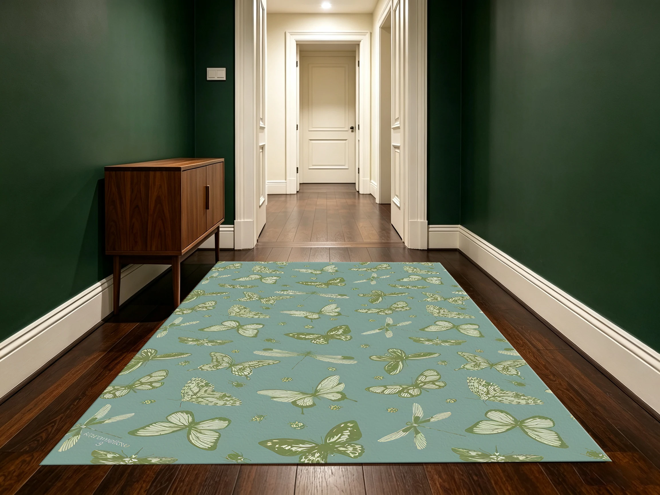 2D Large Carpet Light Lake Blue All over Butterfly Light French Fresh for Living Room Bedroom