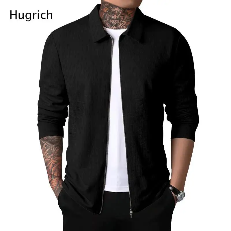 Lightweight Textured Zip Up Long Sleeve Shirt Jacket Outdoor Business Outerwear Top