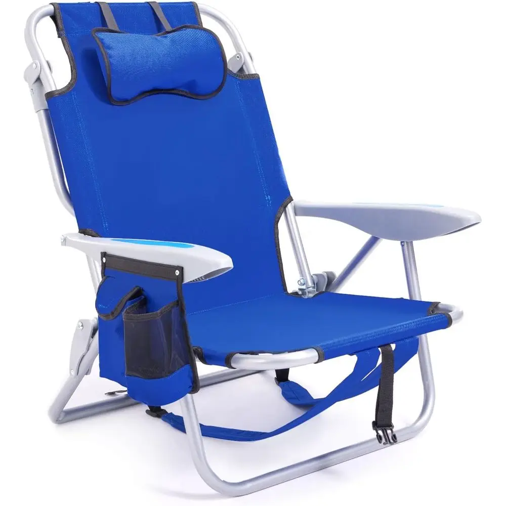 Portable Beach Chair or Adults, 4 Position Backpack olding Camping Chairs or Outdoor, Beach Chairs with Backpack Straps,Blue