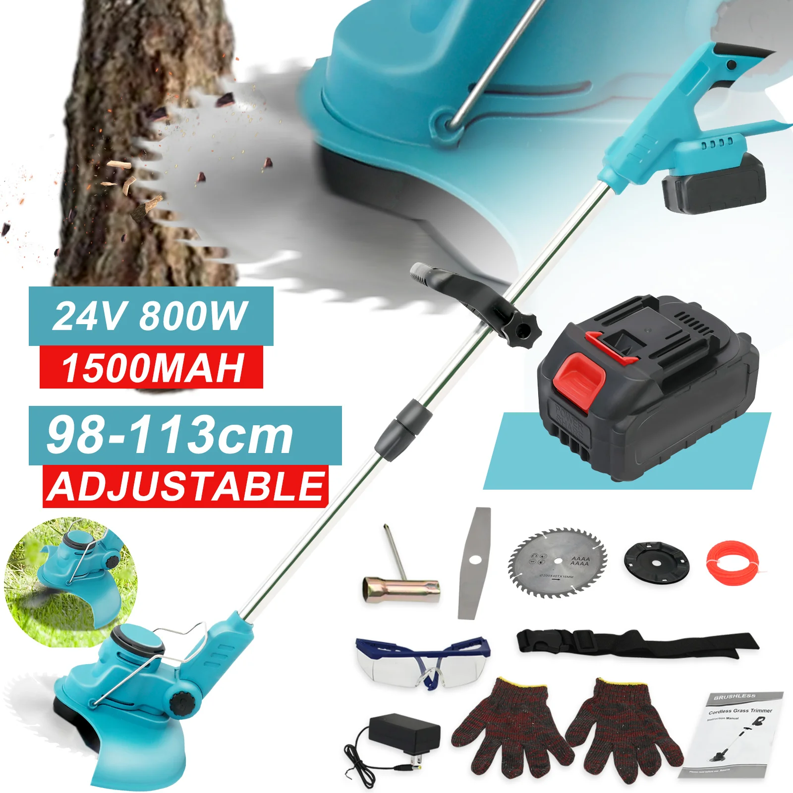 

2-in-1 Cordless Electric Lawn Mower Foldable Grass Trimmer 3 types Blades Lightweight and Portable Trimmer Pruning Cutting Garde