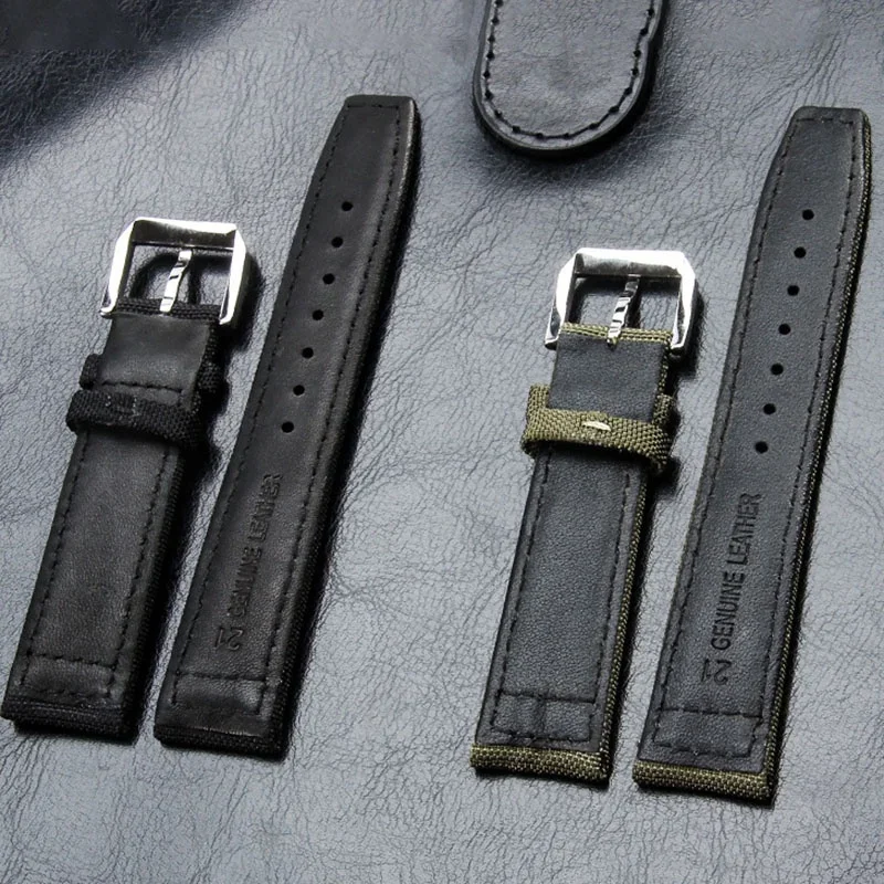 20mm 21mm 22mm Nylon Canvas Watch Strap for IWC PILOT PORTUGIESER PORTOFINO Watchband Fabric Belt Bracelet Cowhide Leather Wrist