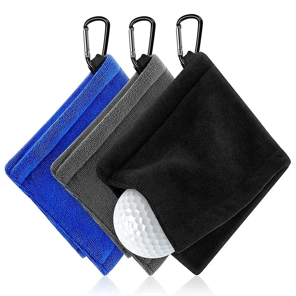 Square Microfiber Golf Ball Cleaning Towel with Carabiner Hook Water Absorption Cleaner Club for Head Wipe Cloth Clean - view 6