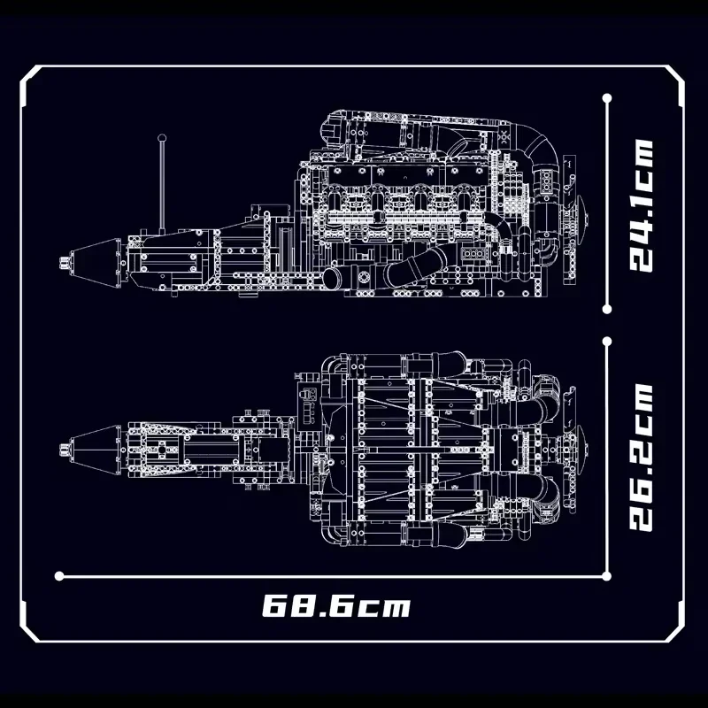 MOULD KING 10168 V8 twin turbo engine Model Building Blocks kits MOC Motor drive Assembly puzzle Bricks Toys kids Christmas Gift