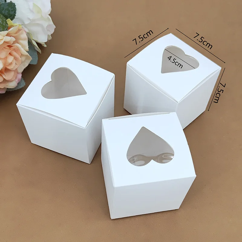 12/24Pcs Hollow Love Window Paper Candy Box Wedding Sweet Favor Gift Box Cute Packaging Bag Graduation Birthday Party Decoration