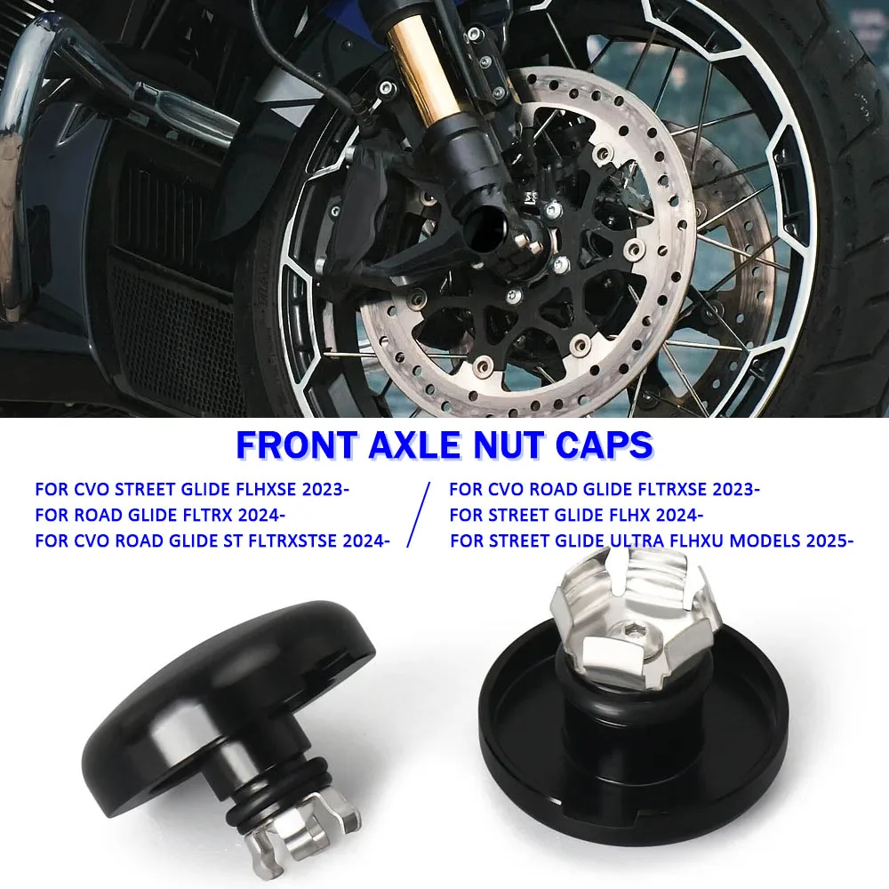 

2023 2024 2025 For Touring Street Road Glide CVO FLHX FLTRX FLTRXSE FLHXSE Ultra FLHXU Motorcycle Circle Cut Front Axle Nut Caps