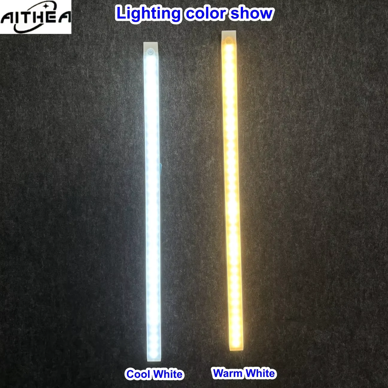 AITHEA Rechargeable LED Motion Sensor Night Light Under Cabinet Cordless Lamp for Kitchen Wardrobe Bedside Strip Bar Light