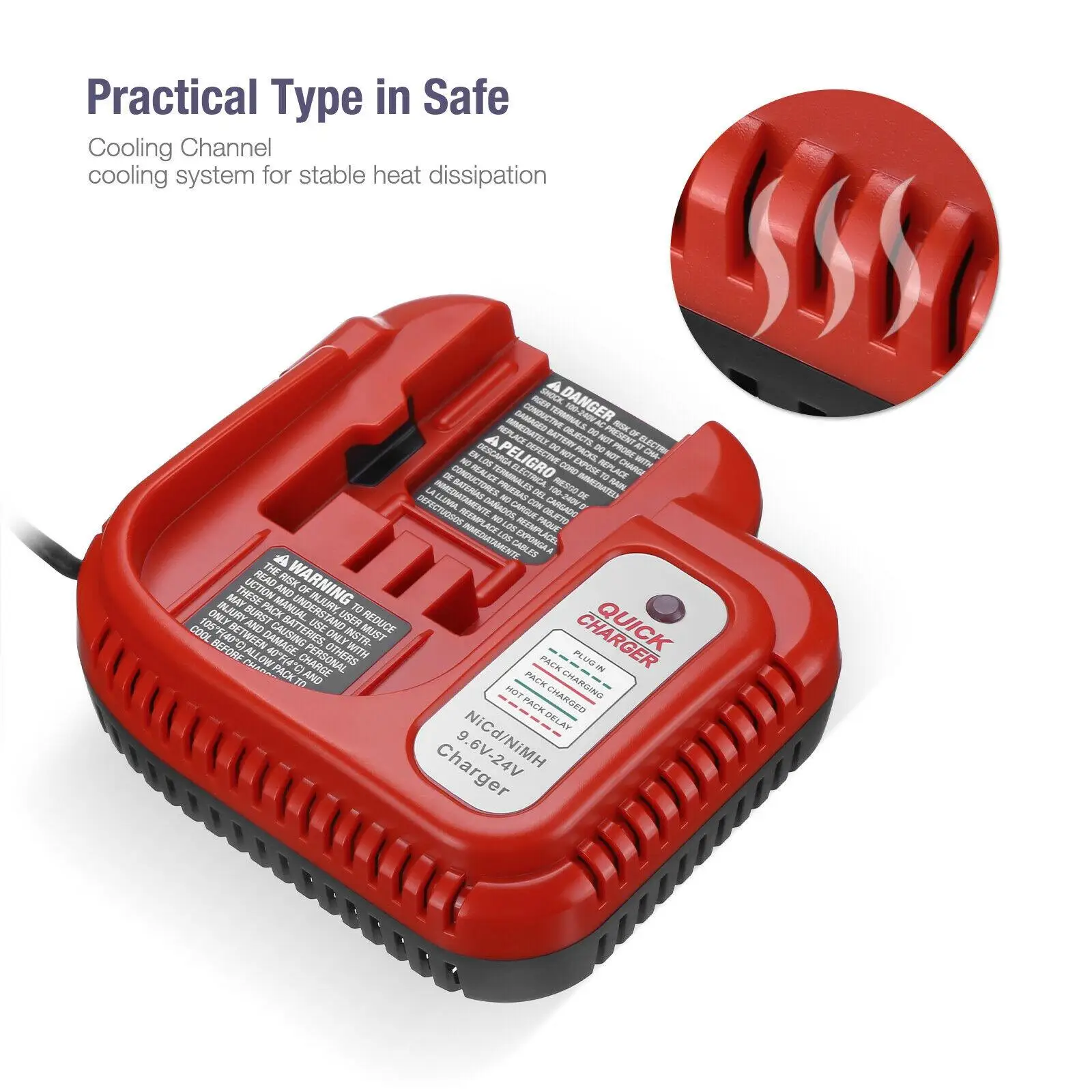 20V Battery Charger for Black Decker 18V HPB18 HPB18-OPE FS18C with Overload Protection ABS Plastic Red Color