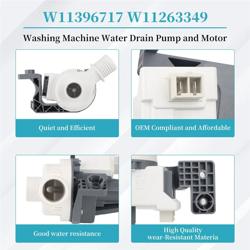 W11396717 W11263349 مجموعة مضخة تصريف الغسالة متوافقة مع غسالة ويرلبول مايتاج كينمور
