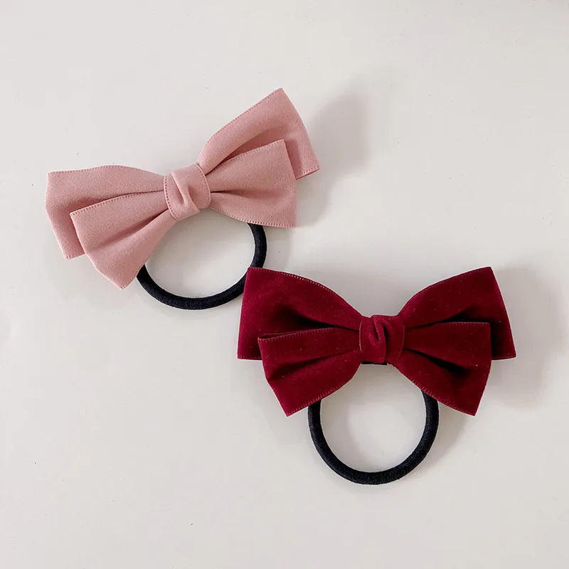 Sweet Velvet Bowknot Har Ties Women Rubber Elastic Hair Bands Elegant Girls Ponytail Holder Hair Bows Korean Accessories