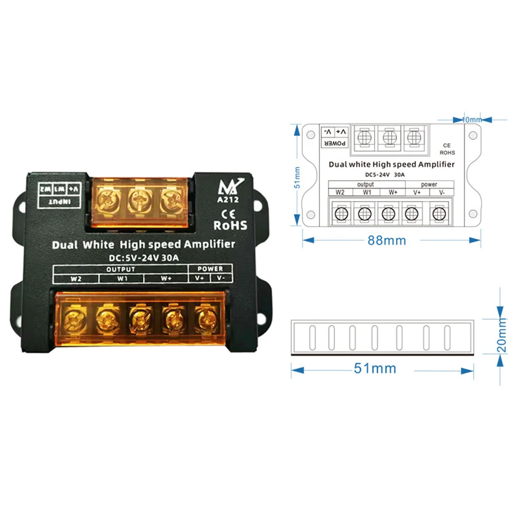 DC5-24V 30A CCT LED Strip Amplifier High Speed Amplifier for Dual color LED Strip Power Repeater Controller