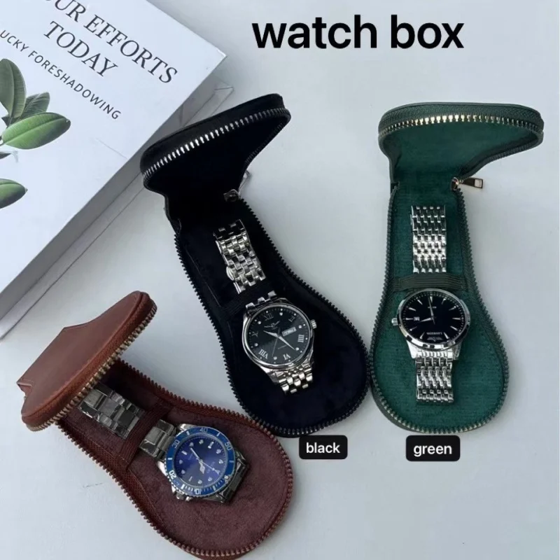 

Portable Travel 1 Slot Leather Watch Case With Zipper Protective Watch Storage Organizer Luxury Men Gift