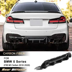 Car Rear Bumper Diffuser Lip Spoiler for BMW 5 Series F90 M5 Sedan 2018-2020 Racing Rear Apron Lip Body Kit Carbon Fiber