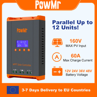 PowMr MPPT 60A Solar Charge Controller Solar Panels Regulator 12V 24V 36V 48V Parallel Up 12 Units For Lead Acid Lithium Battery