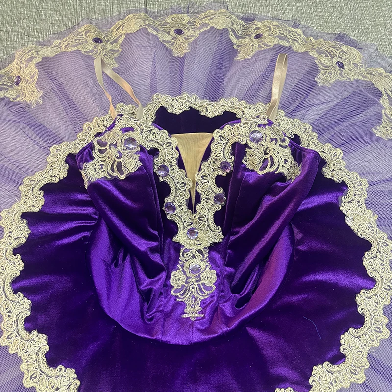 Akeylia violet foncé tutu de ballet professionnel femmes spectacle de danse de groupe crêpe tutu classique violet royal adulte BLST20116