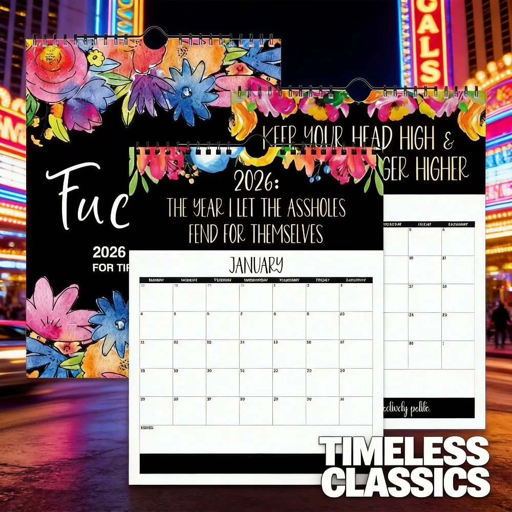 

1PC 2026 Funny Swear Word Wall Calendar Humorous Text Monthly Calendar for Office Home Decor New Year Gift