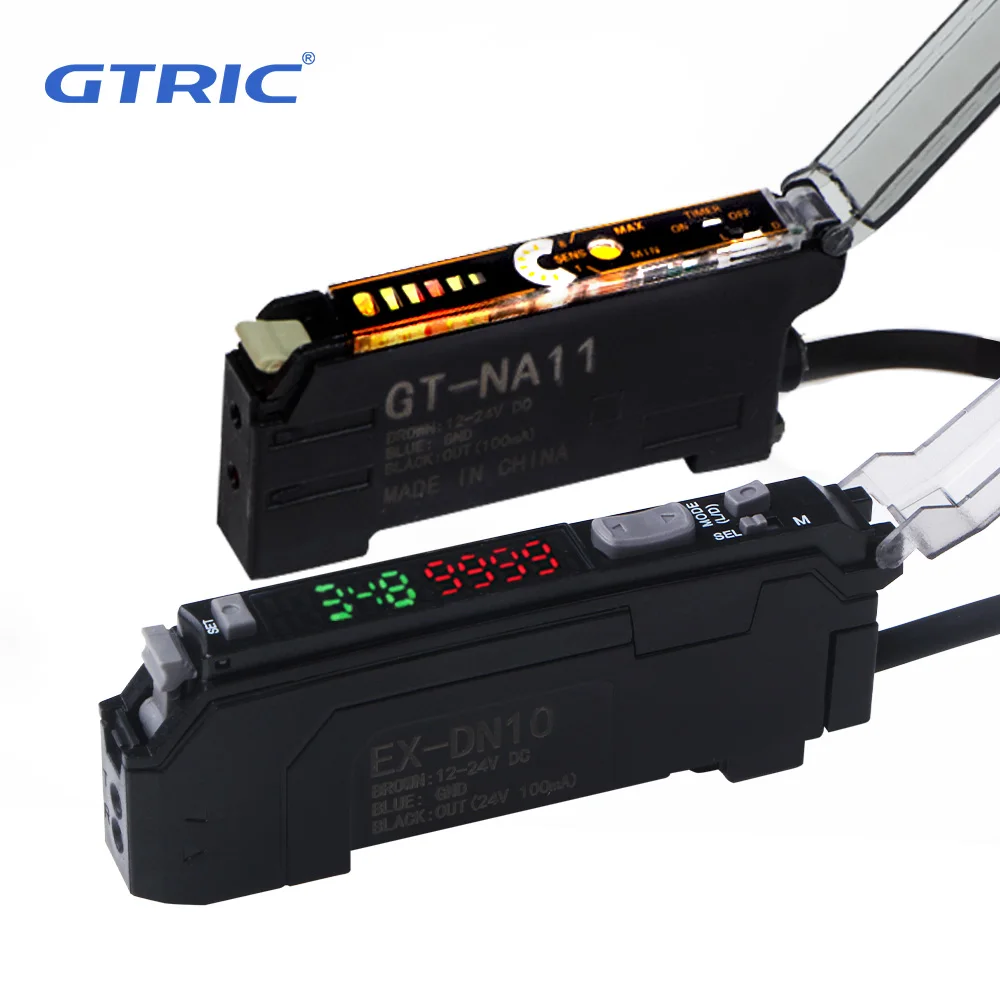 GTRIC Glasfaser-Sensorverstärker, hohe Präzision, 10–30 V DC, 3-Draht, NPN, PNP, NA11, digitale Anzeige, optischer Lichtschranke