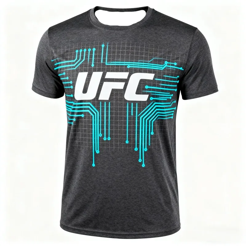 

MOTO-2025 Новая модная повседневная уличная мужская футболка UFC с 3D принтом и коротким рукавом