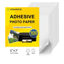 ESHANG 5 x 7 Inch, 100 Sheets Self-Adhesive Photo Paper, Sticky Photo Paper, Glossy, 135 gsm