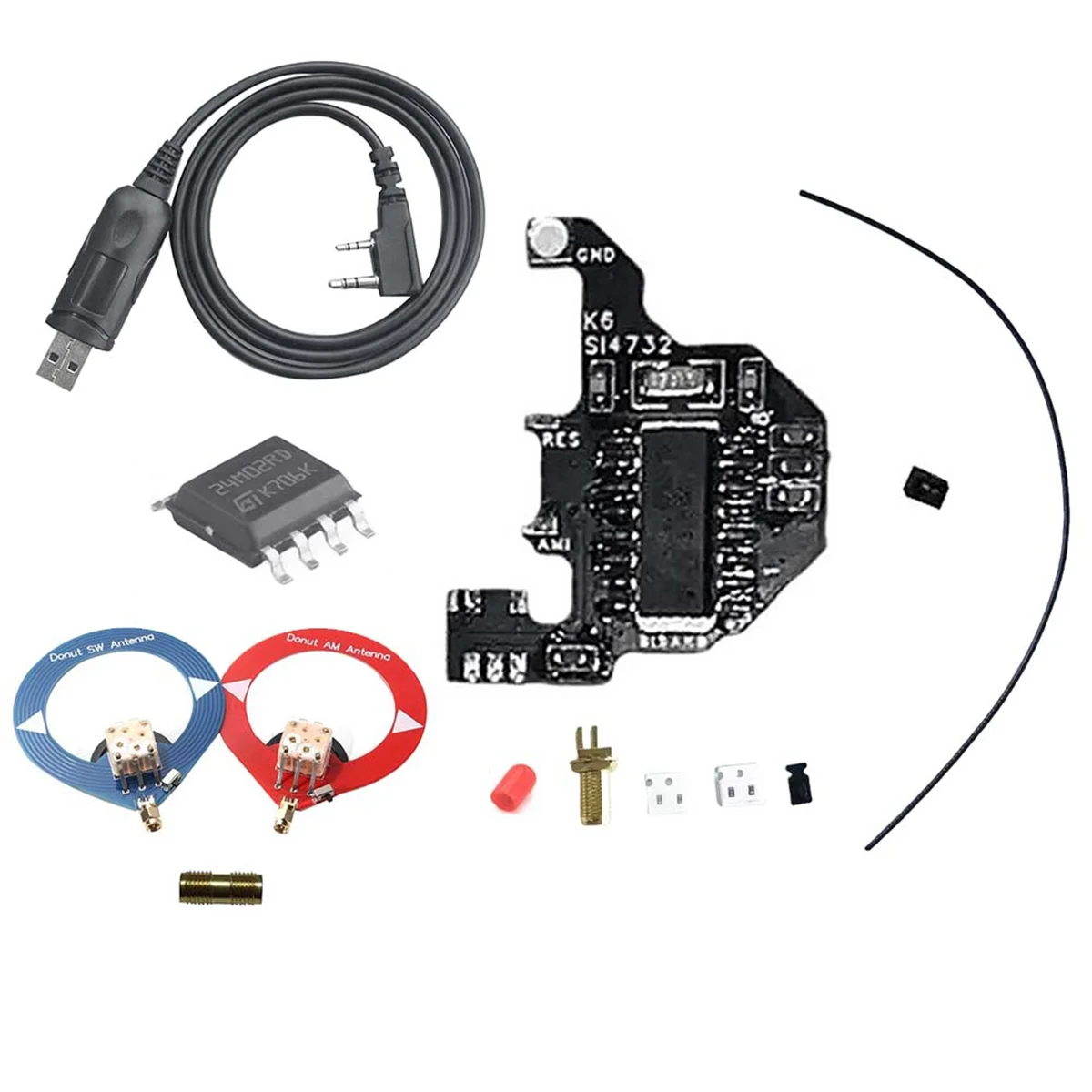 SI4732 Shortwave Modification Module+Antenna+Programming Cable+2M Chip for Quansheng UVK5/UVK6 Dual Antenna Solution