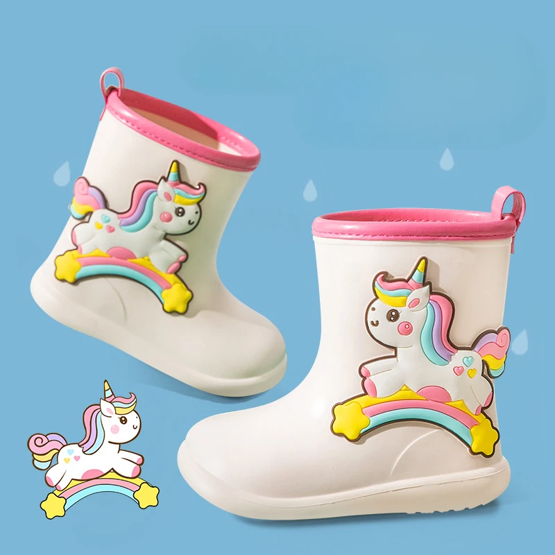 Boys Girls Adorable Bear Waterproof Rain Shoes, Wear-resistant Non-slip Galoshes for Toddlers