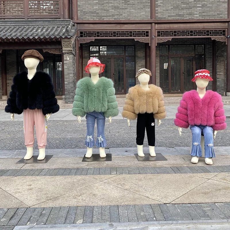 معطف فرو الثعلب المقلد لعام 2025 معطف فرو دافئ وسميك للأطفال