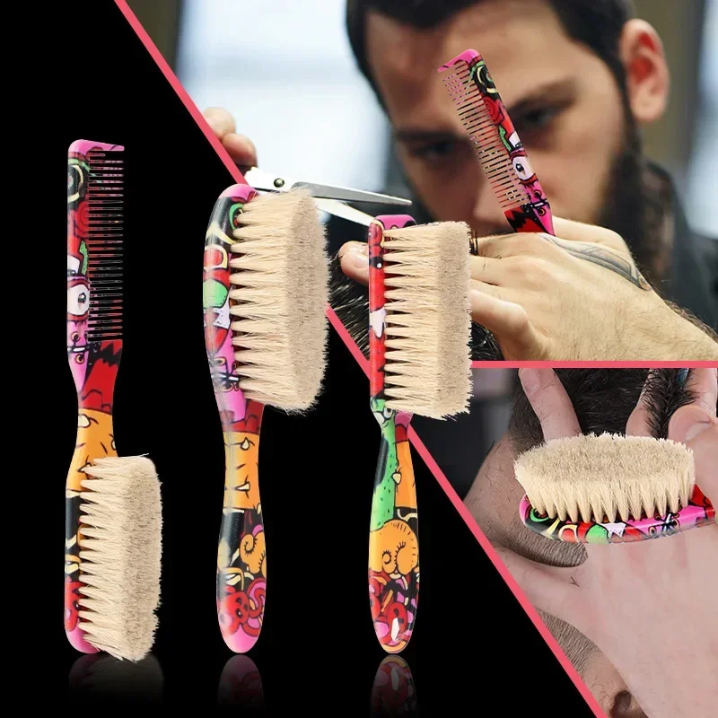 New Professional Barber Hair Cleaning Brush Men Horse Hair Bristle Beard Brush Hairdressing Neck Duster Broken Hair Remove Tools