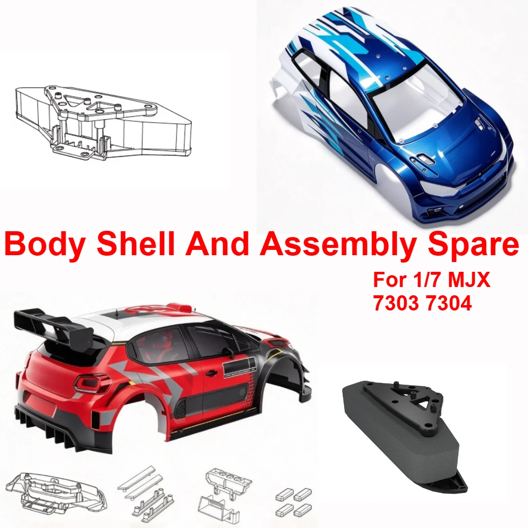For 1/7 MJX 7303 7304 RC Rally Car V2 Magnetic Mod Kit Body Shell Assembly Spare Custom Model Number Decor Styling Upgrade Parts