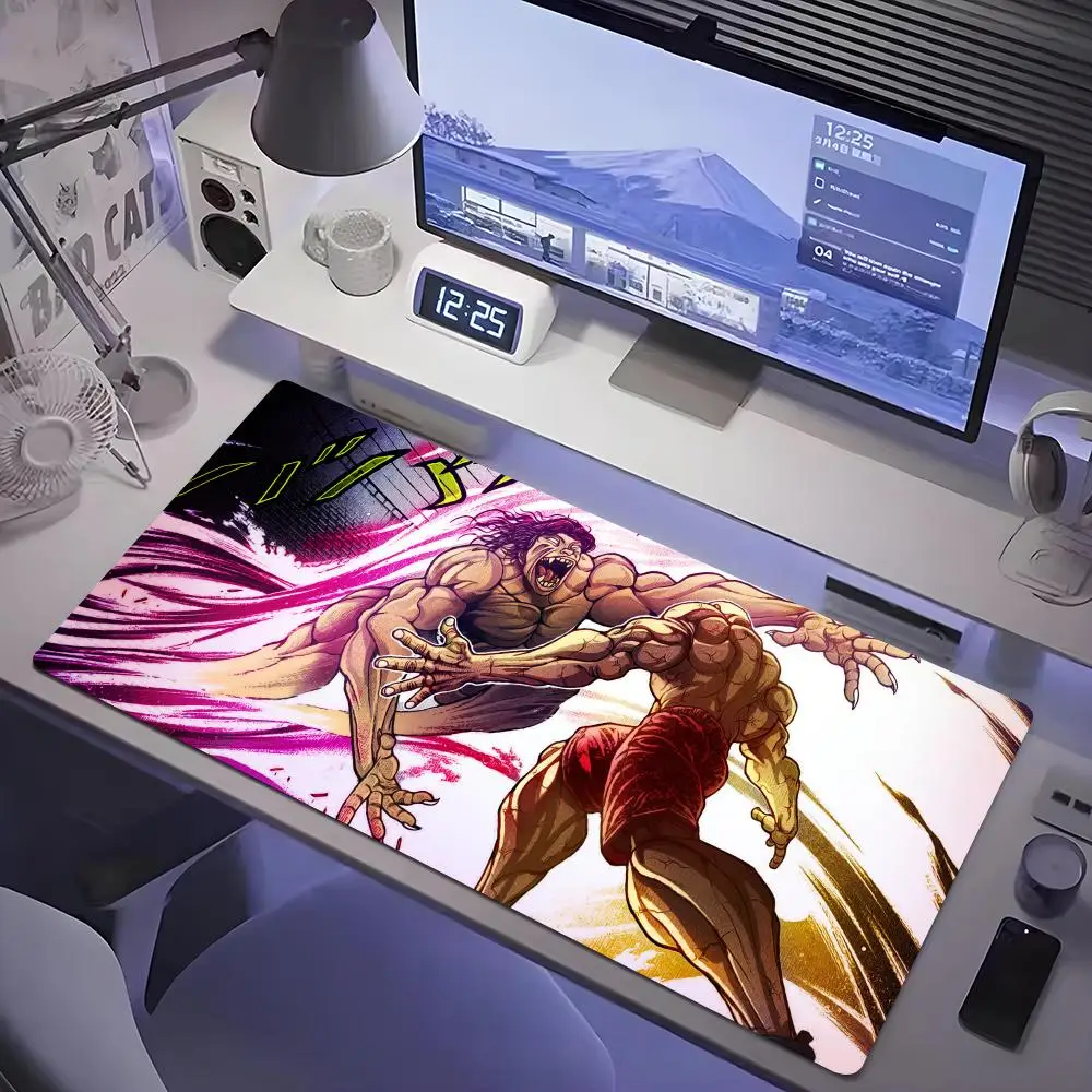 Alfombrilla de ratón Anime Baki Hanma, alfombrilla de ratón para tablet, alfombrilla de escritorio XL para portátil, alfombrilla de teclado para juegos HD con diseño de arcoíris, para jugadores, 90x40