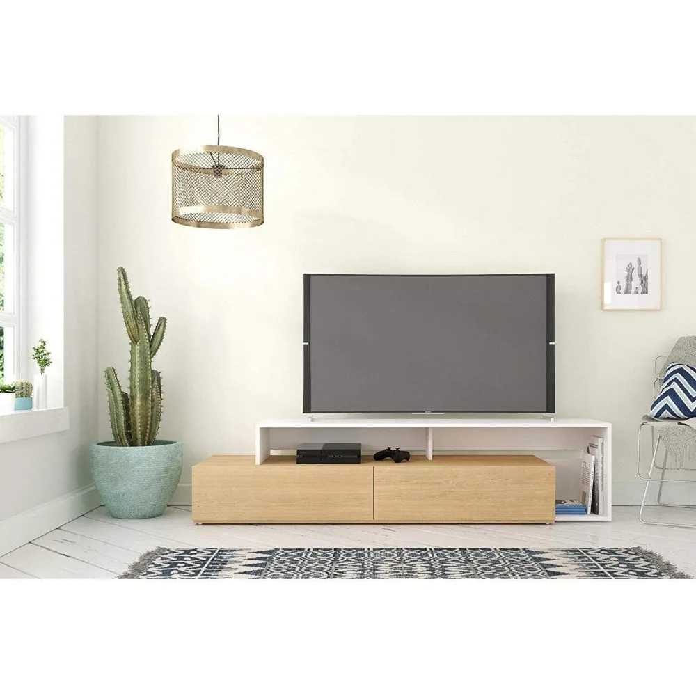 TV Stand com 2 gavetas, preto Ebony e preto, 112053 72"