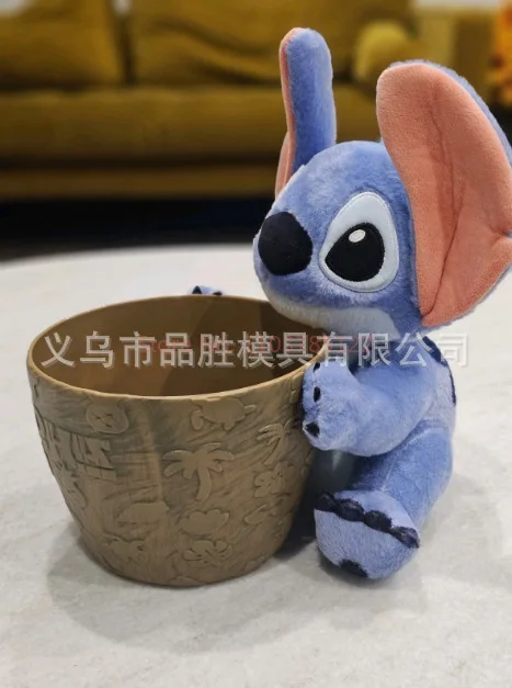 Cartoon Anime Stitch Doll Handheld Popcorn Bucket Ornament Cute Animation Collectible Toy Gift Action Figure Model