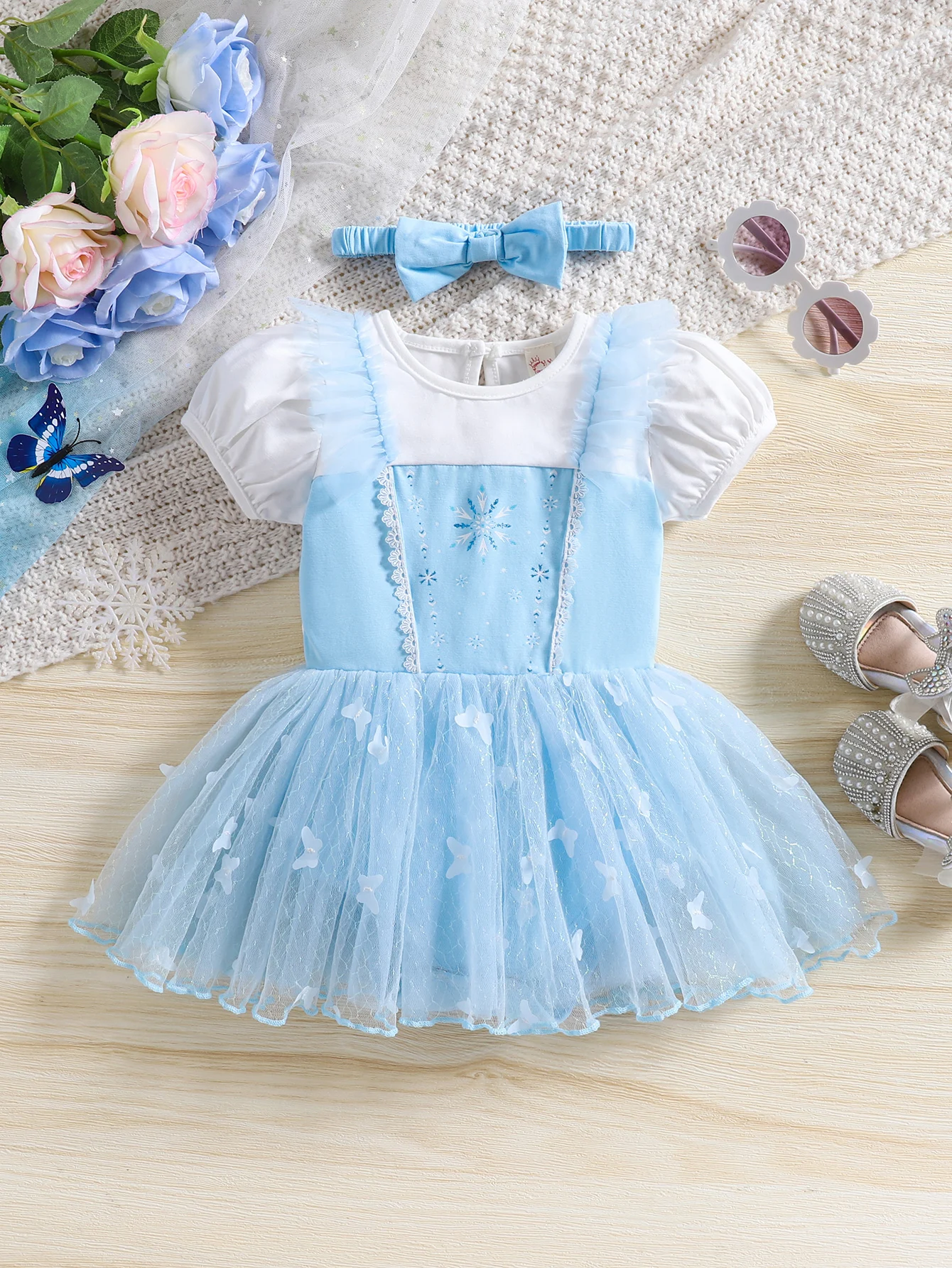 

Children's Summer Princess Dresses Girls Blue and White Matching Harvest Dresses Children's Halloween Costumes
