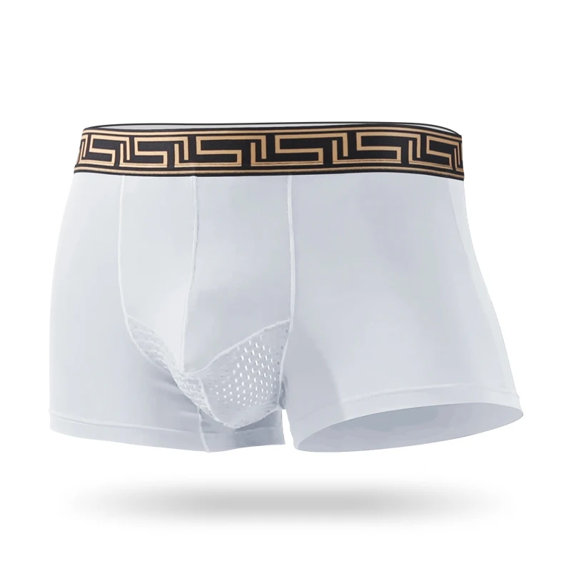 3-Pack of Summer Men's Underwear, Micro-Phant Nose Underwear, Ice Silk Breathable Mesh Boxer Briefs, U-Convex Large Size Boxer S