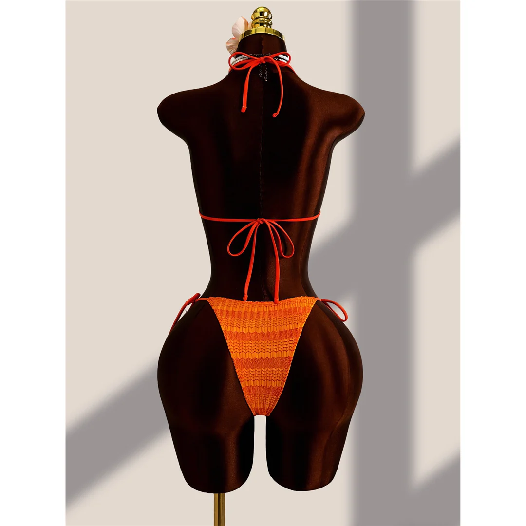 Mit Rock, Farbverlauf, Neckholder-Bikini, Damen-Badebekleidung, Damen-Badeanzug, vierteiliges Bikini-Set, Badeanzug, Badebekleidung, Schwimmanzug V8219 – Detail 15